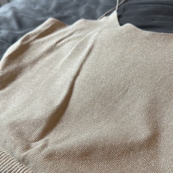 Dynamite Beige Shiny Crop Top - Picture 2 of 4